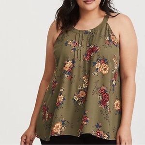 Torrid Floral Print Georgette Mock Neck Keyhole Cami-3X